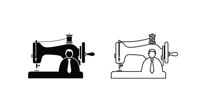 Sewing machine evolution illustration Vector