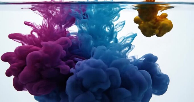 Colorful Ink Drops in Water Experiment.