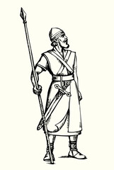 Obraz premium Vector illustration of a man with a spear.