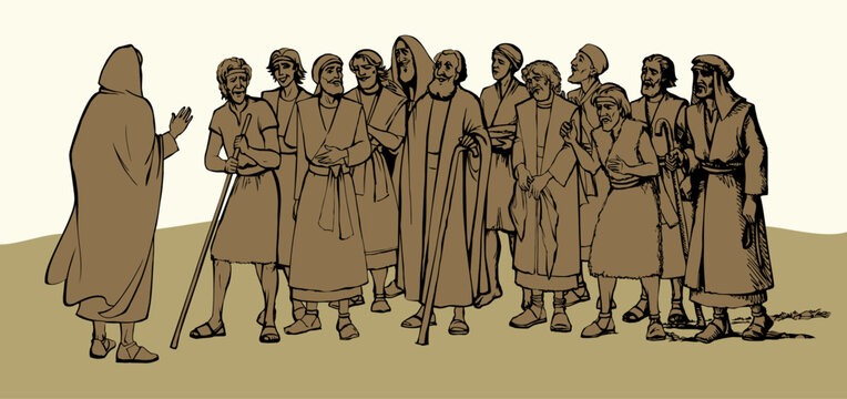 Vector illustration. Jesus chose 12 apostles.