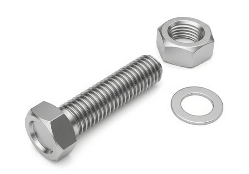 Metal bolt with nut and washers