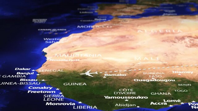 Flight From New Delhi INDIA to Paramaribo SURINAME with flag pins