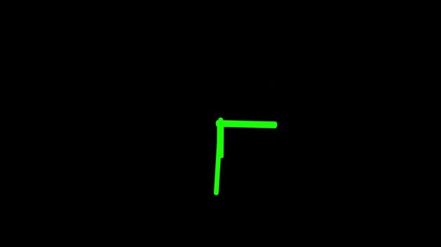 watch animation on black background with alpha channel. Clock icon flat style 24 hours day fast speed with moving timer clock rotation.