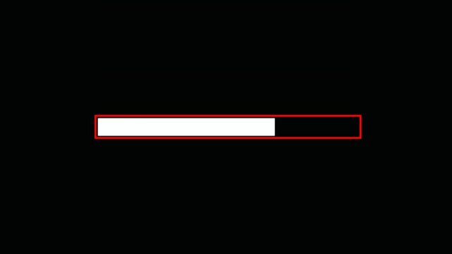 Futuristic loading bar glowing progress animation isolated on black