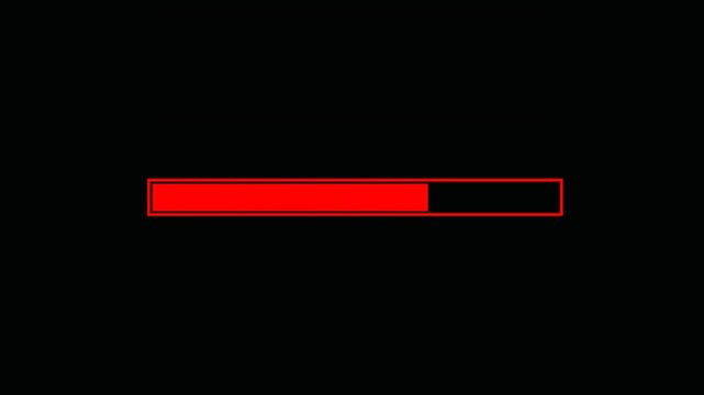 Futuristic loading bar glowing progress animation isolated on black