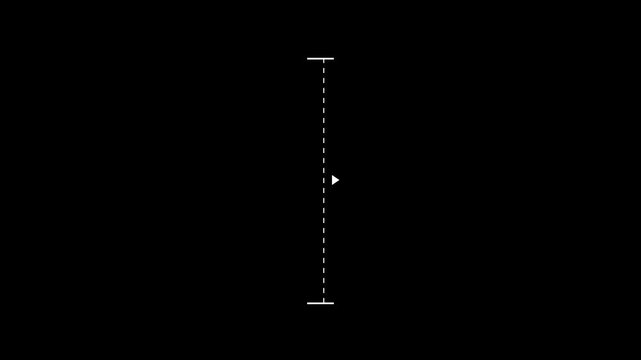 White vertical dotted line measuring height animation, alpha channel. Motion graphics of line direction concept