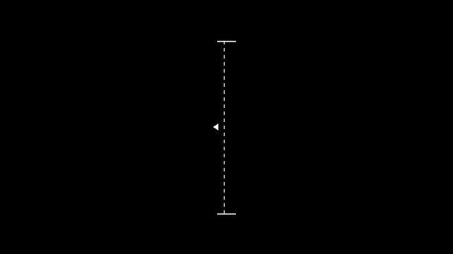 White vertical dotted line measuring height animation, alpha channel. Motion graphics of line direction concept