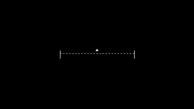 White horizontal dotted line measuring height animation, alpha channel. Motion graphics of line direction concept