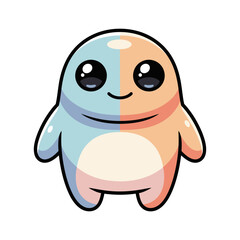 Obraz premium Cute Bicolor Cartoon Monster Character with Big Eyes on White Background