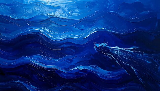 A dark blue wavy abstract image with lighter blue highlights