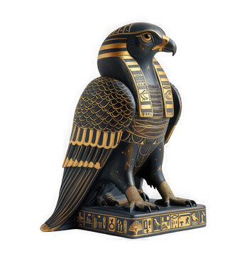 Ancient egyptian falcon statue as PNG asset isolated on transparent background