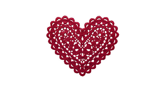Intricate red lace heart cutout, a delicate symbol of love and affection, perfect for romantic occasions and celebrations