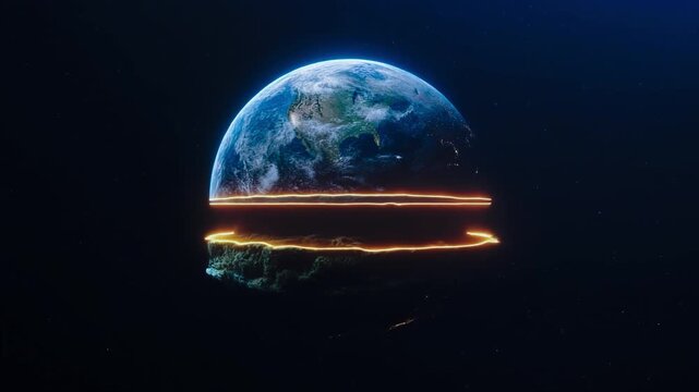4K Cinematic Cross-Section of Earth's Atmosphere with Glowing Luminous Layers