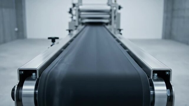 Industrial conveyor belt in factory.