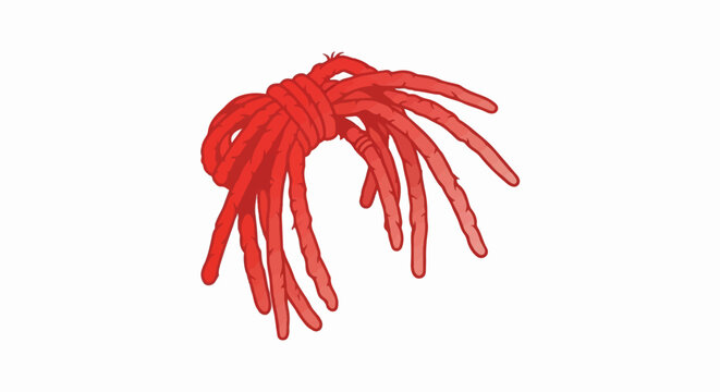 A bunch of red dreadlocks tied together with more dreadlocks