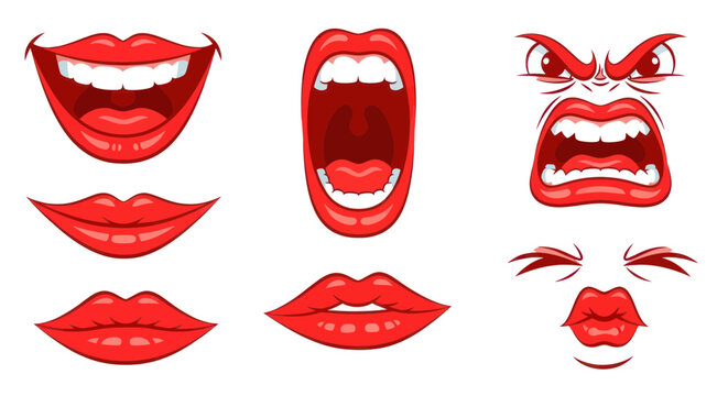 Expressive Red Lips and Mouths Showing Emotions
