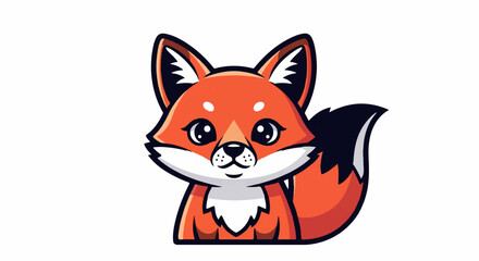 Obraz premium Adorable cartoon fox with large eyes and bushy tail