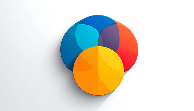 Overlapping circles illustration in shades of blue orange and red with drop shadow