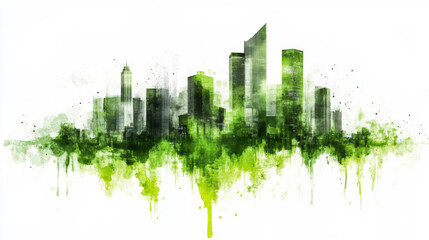 Fototapeta premium Green Urban Skyline Blending with Nature