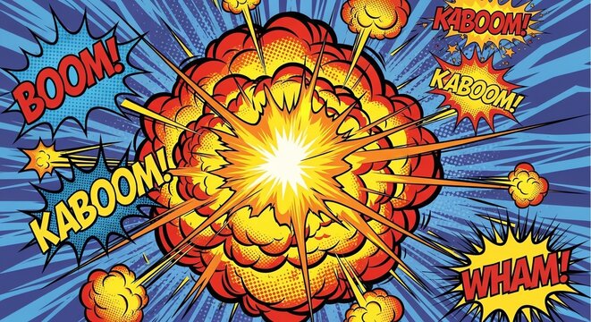 Comic explosion with dynamic sound effects