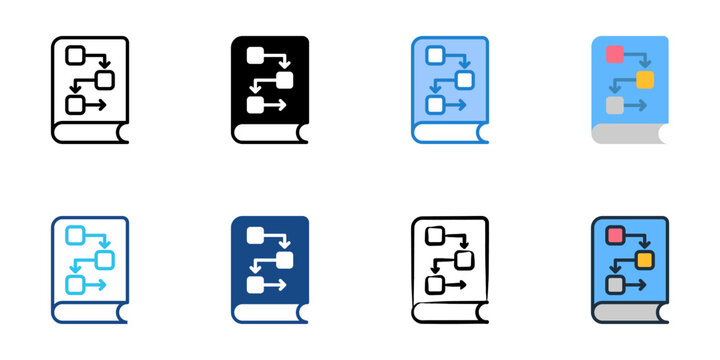 Runbook icons set multiple style collection. Editable stroke 
