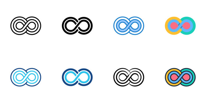 Loop icons set multiple style collection. Editable stroke 
