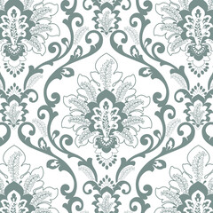 Motif ornemental damassé réinterprété pour papier peint © luzulee