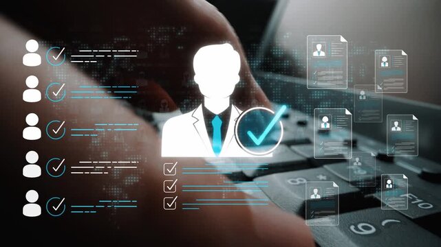 Abstract representation of a digital environment showcasing profiles, checks, and documents with a focus on data security and management efficiency Sigmoid