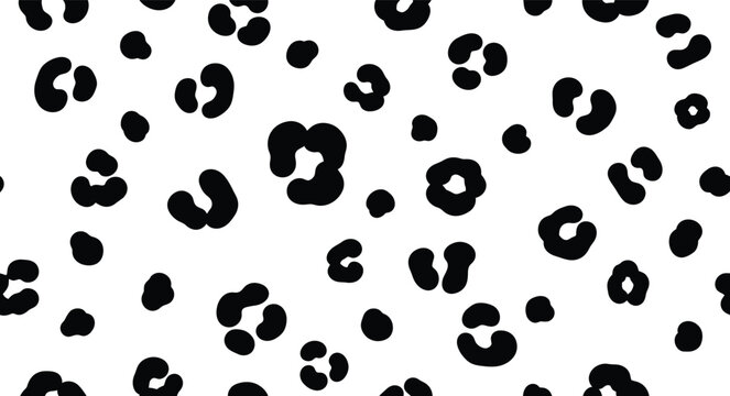 Black spots on white background leopard print pattern
