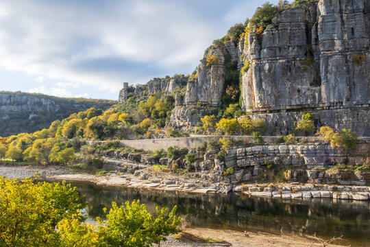 View from medieval village of the Ard&egrave;che valley - France