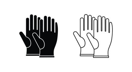Fototapeta premium Gloves line icon set black white Vector