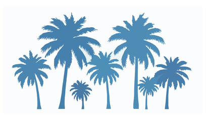Obraz premium Blue gradient palm trees tropical summer vector illustration