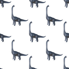 Long neck brachiosaurus dinosaur toy seamless pattern background © Shootdiem
