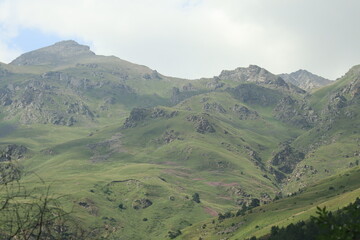 Obraz premium Mountain landscape of the North Caucasus mountains near Mount Elbrus on a sunny summer day