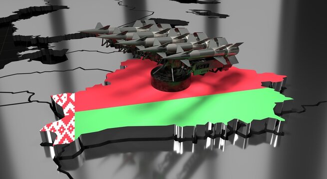 Belarus - missiles on country map and flag - 3D illustration