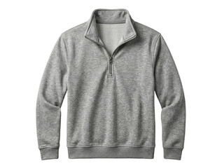 Gray marl quarter zip sweatshirt on transparent background © BTG