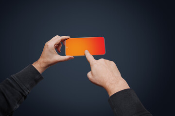 taking photos with modern smartphone. Hands holding smartphone, isolated on a free background.