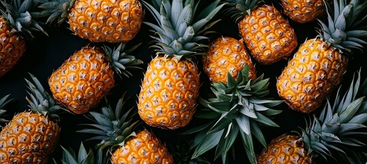 Fototapeta premium Vibrant Pineapple Arrangement A Colorful Display of Fresh Tropical Fruits for Healthy Living