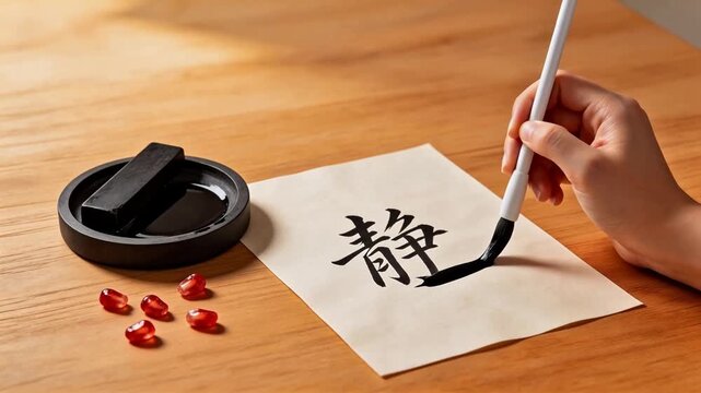 Handwriting Chinese character with brush