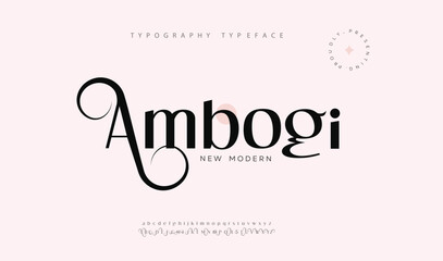 Obraz premium Luxury wedding alphabet letters font with tails. Typography elegant classic lettering serif fonts and number decorative vintage retro concept for logo branding. vector illustration 
