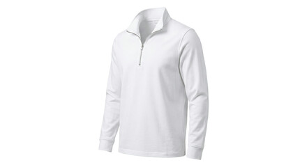 Mens plain white quarter zip pullover sweater side view © BTG