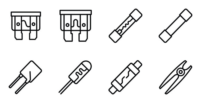 Electrical component symbols including fuse holder fuse resistor and wire cutter tool