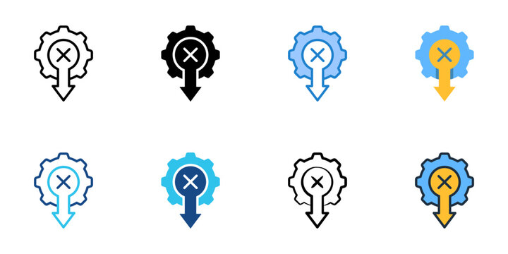 Error reduction icons set multiple style collection. Editable stroke 
