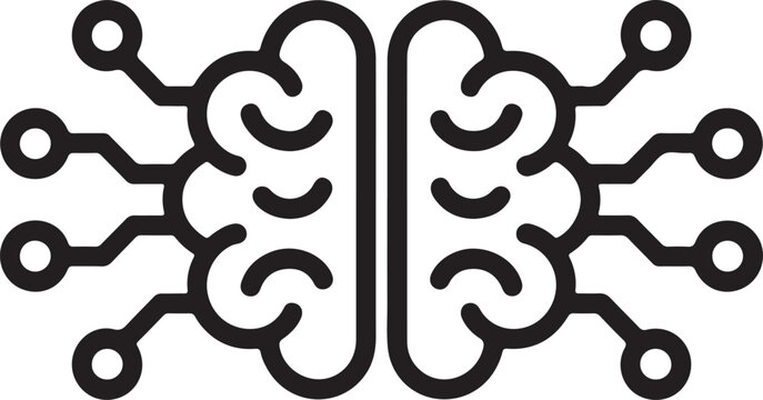 Modern ai brain chip icon silhouette design representing artificial intelligence technology