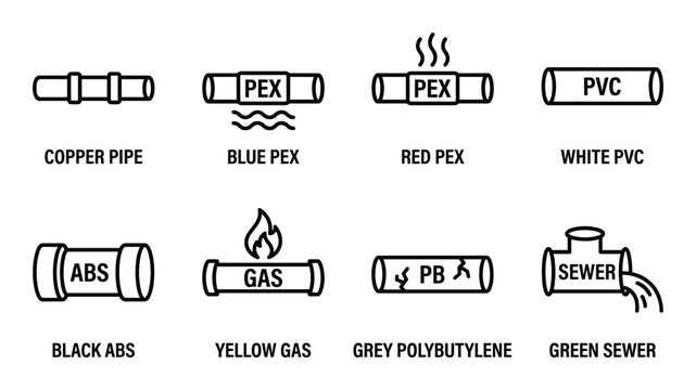 Plumbing pipe types copper PEX ABS PVC gas polybutylene sewer pipes materials and connections