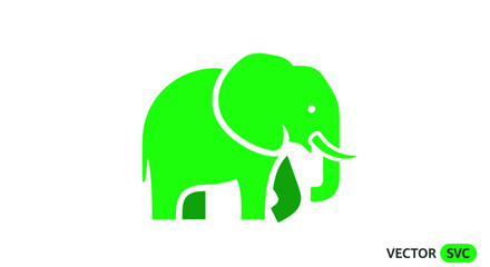 Fototapeta premium Bright Green Elephant Icon Vector Illustration