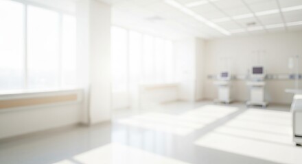 Fototapeta premium Bright and Clean Hospital Room Interior with Soft Lighting and Modern Medical Equipment for Healing