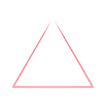 Minimalist glowing red neon triangle outline shape abstract geometric border element design against a dark background