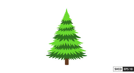 Obraz premium Evergreen Pine Tree Vector Icon Isolated on White Background