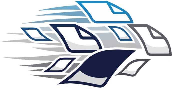 Abstract motion depiction of a stylized, fast-moving train with geometric shapes